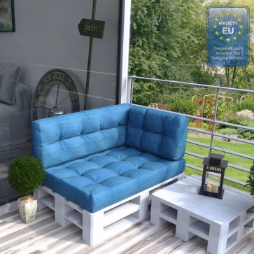 Palettenkissen Set Sitz+ Rücken+Seitenkissen+ Paletten Blau