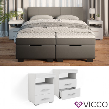 Vicco Nachtschrank Nachttisch Beistelltisch Evi Weiß Kommode Schublade 2er Set