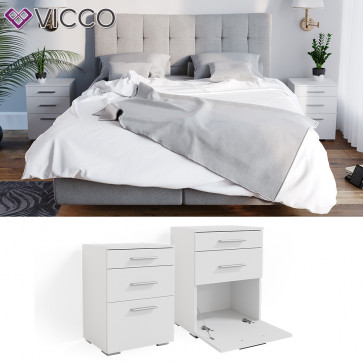 Vicco Nachtschrank Nachttisch Beistelltisch Evin Weiß Kommode Schublade 2er Set