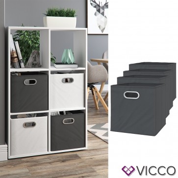 VICCO 4er Set Faltbox 30x30 cm anthrazit