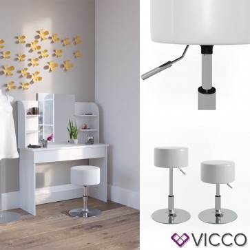 VICCO Design Hocker / Schminkhocker höhenverstellbar in weiß