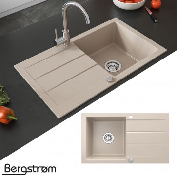 Bergström Spüle Küchenspüle Einbauspüle Spülbecken Granit Beige 440x760mm