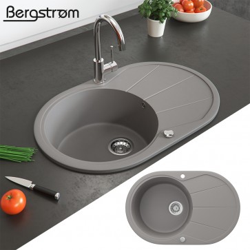 Bergström Granit Spüle Küchenspüle Einbauspüle Spülbecken 780x500mm Beton