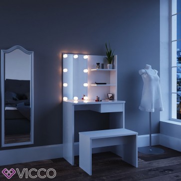 Vicco Schminktisch DEKOS Weiß mit LED und Bank