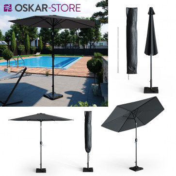 Oskar Sonnenschirm 270cm Set anthrazit inkl Schutzhülle + Ständer