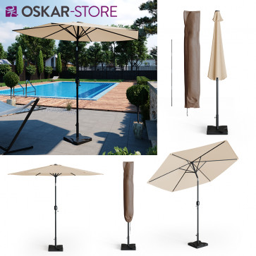 Oskar Sonnenschirm 270cm Set beige inkl Schutzhülle + Ständer