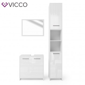 VICCO Badmöbel Set KIKO 3 Teile Weiß Hochglanz