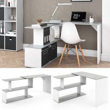 Schreibtisch Levia Beton/Weiß