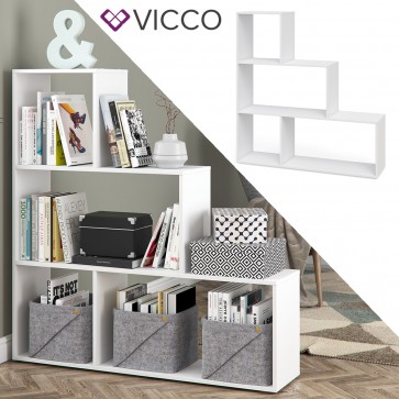 Vicco Treppenregal ASYM weiß 4 Fächer