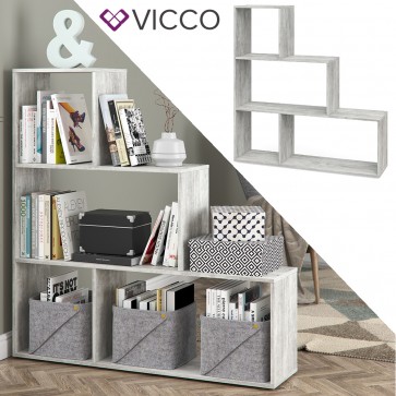 Vicco Treppenregal ASYM Beton 4 Fächer