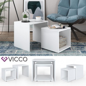 VICCO Couchtisch Beistelltisch Set weiß
