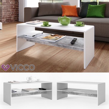 VICCO Couchtisch MDF weiß beton optik