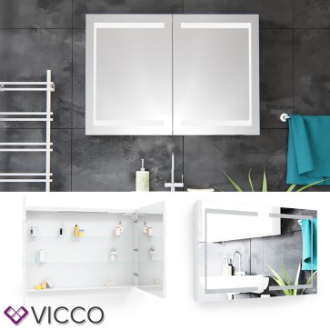 VICCO LED Spiegelschrank Weiß (100 cm)