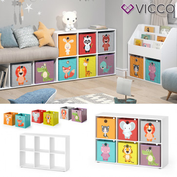Vicco Raumteiler Regal Bücherregal Weiß 6 Fächer Standregal Kinder-Faltboxen