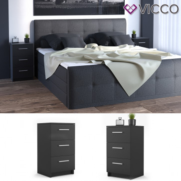 VICCO Nachtkommode Boxspringbett schwarz