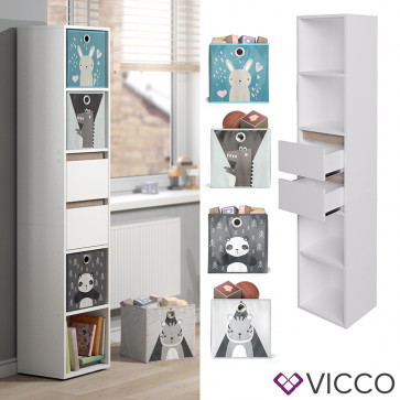 Vicco Bücherregal Standregal Kinderregal Robert Weiß Schrank Kinder-Faltboxen