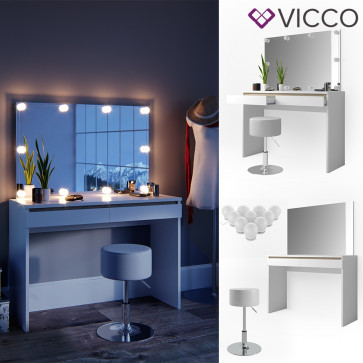 VICCO Schminktisch EMMA-mit Hocker & Spiegel & LED