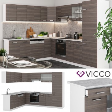 VICCO L- Küche R-Line 300 cm Edelgrau