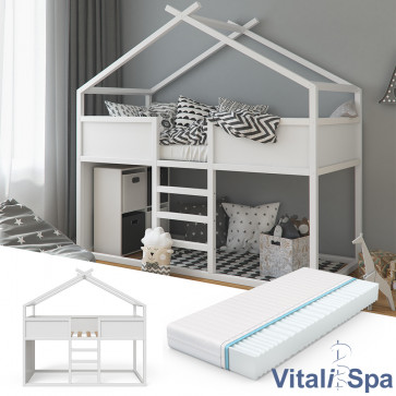 VITALISPA Hausbett MERLIN in weiß + Matratze