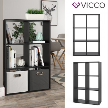 VICCO Raumteiler 6 Fächer Schwarz