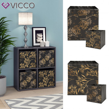 Vicco Raumteiler Würfelregal Standregal Tetra Schwarz Faltbox Wohnzimmer Regal 73x72 cm modern Ablage 4 Fächer Dekoregal Ordnerregal Aufbewahrung