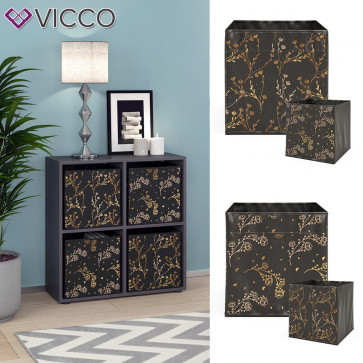 Vicco Raumteiler Würfelregal Standregal Tetra Schwarz Faltbox Wohnzimmer Regal 73x72 cm modern Ablage 4 Fächer Dekoregal Ordnerregal Aufbewahrung