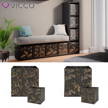 Vicco Raumteiler Würfelregal Standregal Ludus Schwarz Faltbox Wohnzimmer Regal 36x145 cm modern Ablage 4 Fächer Dekoregal Ordnerregal Aufbewahrung