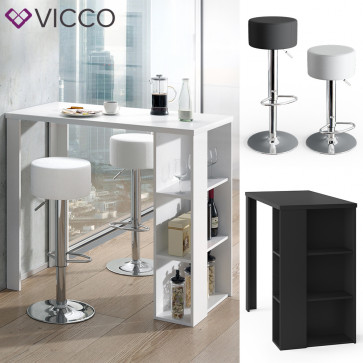 VICCO Bartisch NOEL Weiß Schwarz inkl. Barhocker