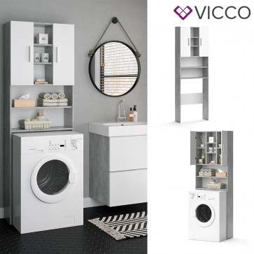 VICCO Waschmaschinenschrank LUIS Beton Weiß