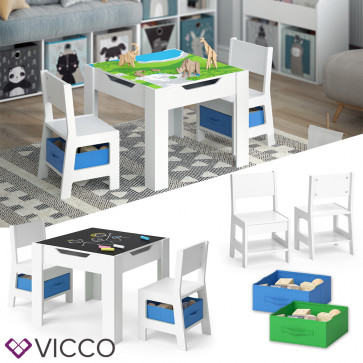 VICCO Kindersitzgruppe STELLA Sitzgruppe für Kinder 2 Stühle Tisch Maltisch Holz