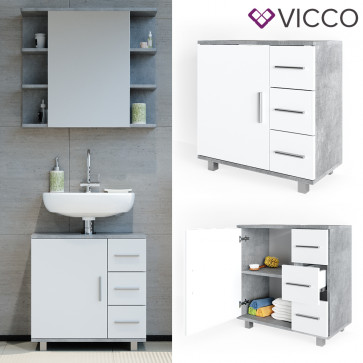 VICCO Waschtischunterschrank ILIAS Beton Weiß