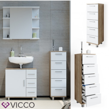 VICCO Badschrank ILIAS Sonoma Weiß