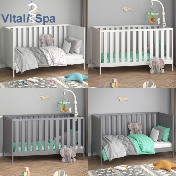 VITALISPA Babybett JONAS 70x140cm Gitterbett Umbaubett Kinderbett umbaubar