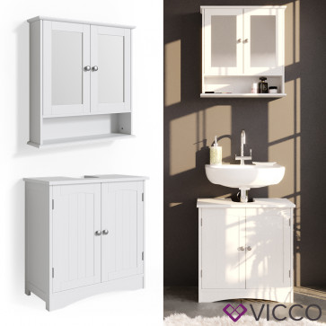 VICCO Badmöbelset 1 Bianco (Waschtischunterschrank + Spiegelschrank)