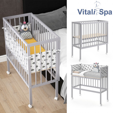 VITALISPA Beistellbett SOPHIE Grau 2 Seitenteile