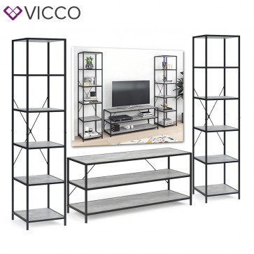 VICCO Loft Set Fyrk Standregal Fernsehtisch Beton