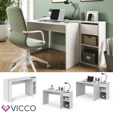 Vicco Schreibtisch Ben Weiß ausziehbar 