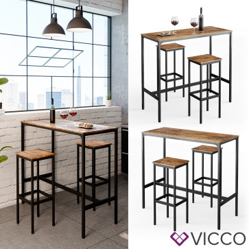 Vicco Bartisch Set 2 Barhocker Fyrk Bistrotisch Stehtisch Bartresen Küchenhocker