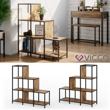 Vicco Treppenregal Raumteiler Stufenregal Fyrk 6 Fächer Bücherregal Aktenregal