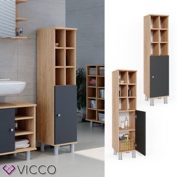 Vicco Badschrank Fynn Midischrank Eiche Anthrazit