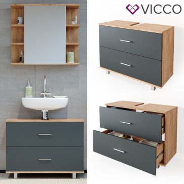 VICCO Waschtischunterschrank 80cm ILIAS Goldkraft-Anthrazit