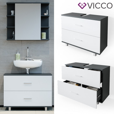VICCO Waschtischunterschrank 80cm ILIAS Anthrazit-Weiß