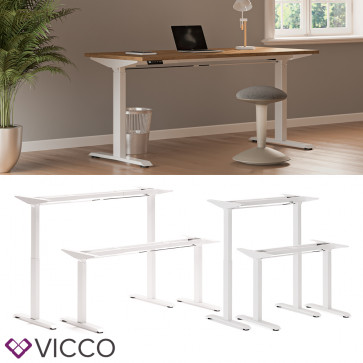 Vicco Schreibtisch Gestell elektrisch höhenverstellbar ausziehbar ergonomisch Weiß