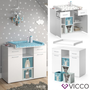 Vicco Wickelkommode Wickeltisch Wickelregal Leonie Wickelaufsatz Kinder-Faltbox