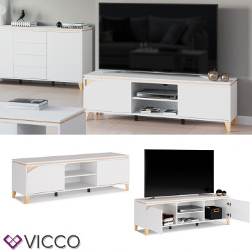 Vicco Lowboard TV-Board Sideboard Luisa weiß Fernsehschrank TV-Schrank 160x45cm