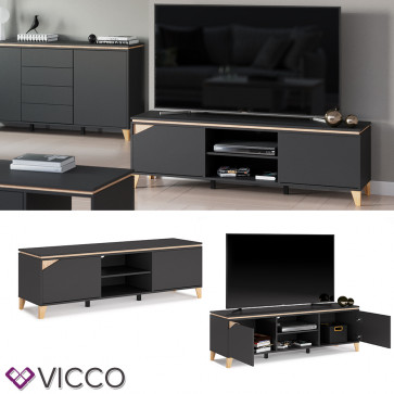 Vicco Lowboard TV-Schrank Sideboard Luisa anthrazit Fernsehschrank 160x45cm