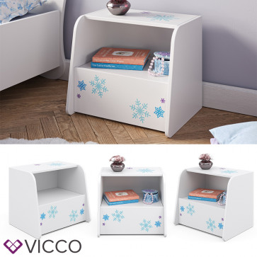 Vicco Nachtkommode Nachttisch Schneeflocke Kinderzimmer Nachtschrank für Kinder