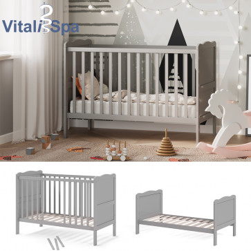 VitaliSpa Gitterbett Babybett Kinderbett Tobi Kombinationsbett umbaubar Grau