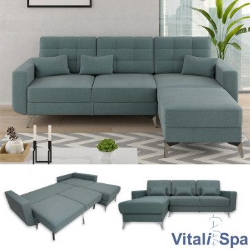 VitaliSpa Ecksofa Schlafsofa Boxspringsofa York blau