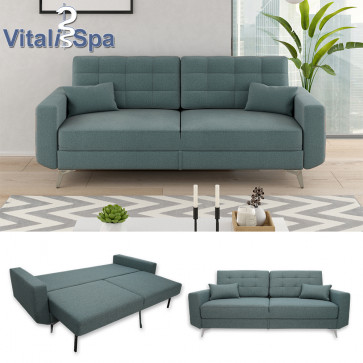 VitaliSpa Schlafsofa Schlafcouch Boxspringsofa York Blau